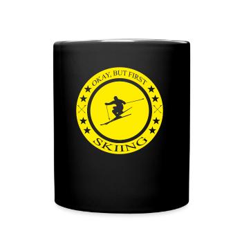 Skifahrer Skiing Retro Style Shirt Geschenk - Tasse einfarbig - Schwarz - Vorne