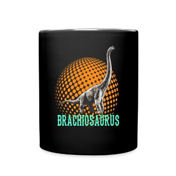 Brachiosaurus, cooles Dinosaurier Design - Tasse einfarbig - Schwarz - Vorne