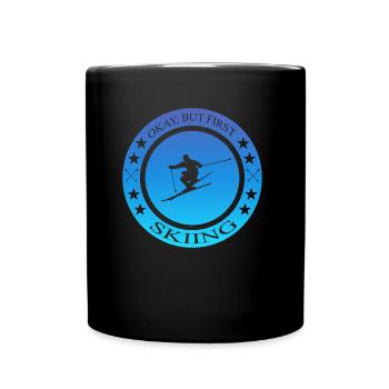 Geschenkidee für Skifahrer Spruch Ski - Tasse einfarbig - Schwarz - Vorne
