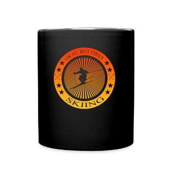 Skifahrer Spruch Ski - Tasse einfarbig - Schwarz - Vorne