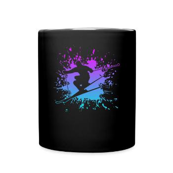 skiing, tshirt, ski - Tasse einfarbig - Schwarz - Vorne