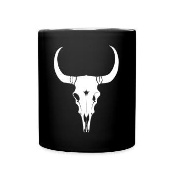 Cattle Skull Cow Skull Rodeo Western Skeleton - Full Colour Mug - black - Front