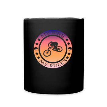 Biken BMX Fahrrad Geschenkidee - Tasse einfarbig - Schwarz - Vorne