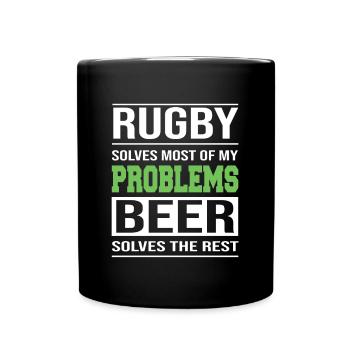 Rugby solves Most of my Problems - Tasse einfarbig - Schwarz - Vorne