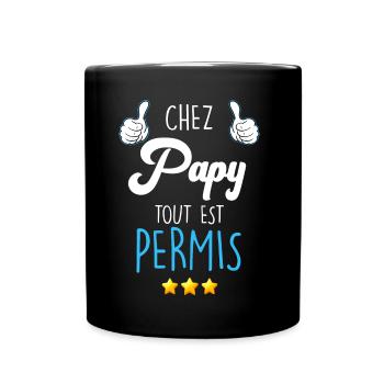 Chez Papy Cadeau Drôle Fête des Grand Pères - Mug uni - noir - Devant