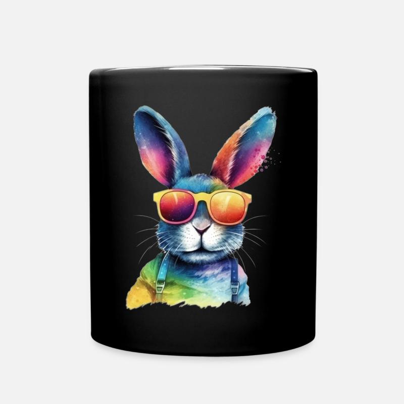 Lapin coloré cool - lapin avec des lunettes de soleil - Mug uni - noir