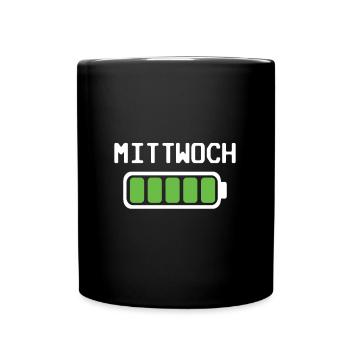 Mittwoch Akku voll geladen - Akkustand - Tasse einfarbig - Schwarz - Vorne