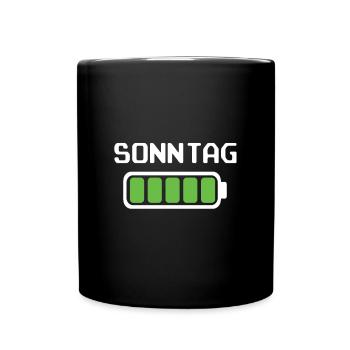 Sonntag Akku voll geladen - Akkustand - Tasse einfarbig - Schwarz - Vorne