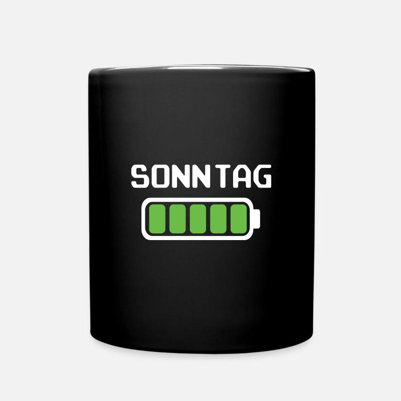 Sonntag Akku voll geladen - Akkustand - Tasse einfarbig - Schwarz