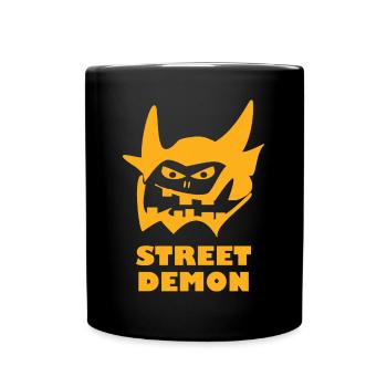 Street Demon, Skater Design with the Demon - Full Colour Mug - black - Front