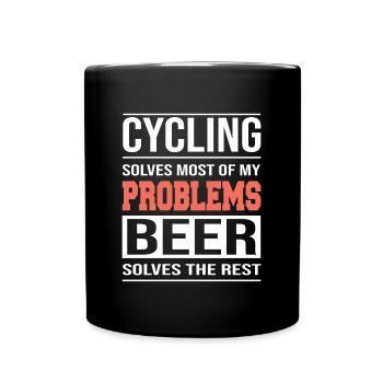 Cycling solves Most of my Problems, Fahrrad Design - Tasse einfarbig - Schwarz - Vorne