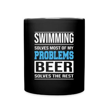 Swimming löst die meisten meiner Probleme - Tasse einfarbig - Schwarz - Vorne