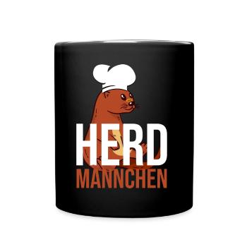 Herdmännchen Koch Kochschürze Hobbykoch Küche - Tasse einfarbig - Schwarz - Vorne