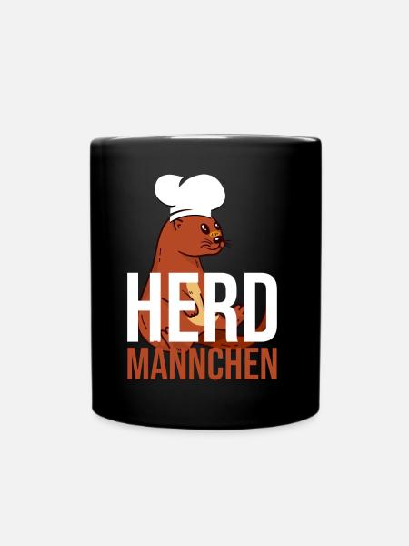 Herdmännchen Koch Kochschürze Hobbykoch Küche - Tasse einfarbig - Schwarz