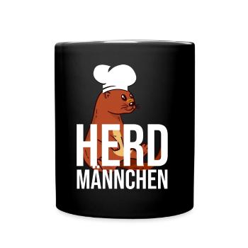 Herdmännchen Koch Kochschürze Hobbykoch Küche - Tasse einfarbig - Schwarz - Vorne