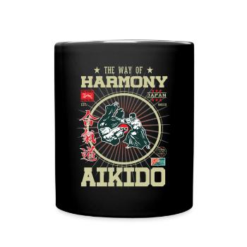 Aikido Harmony Japan Design - Tasse einfarbig - Schwarz - Vorne