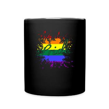 LGBTQ, Regenbogen, Pride, CSD - Tasse einfarbig - Schwarz - Vorne
