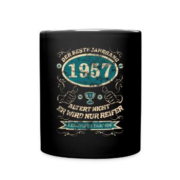 1957 der bester Jahrgang - Tasse einfarbig - Schwarz - Vorne