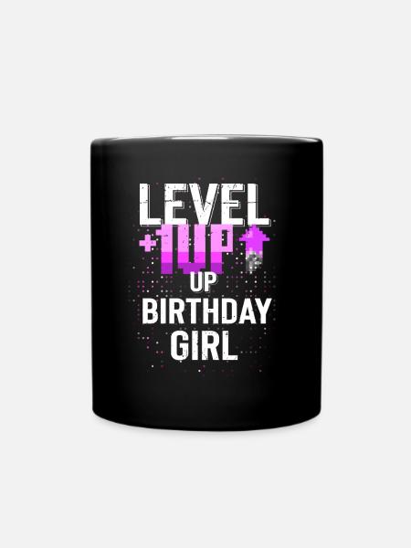 Happy Birthday, Gamer Girl: Bold Pixel Fun Gift - Full Colour Mug - black