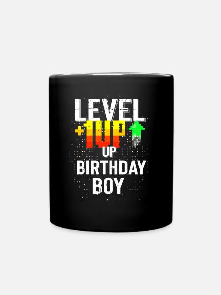 Happy Birthday, Gamer Boy: Bold Pixel Fun Gift - Full Colour Mug - black