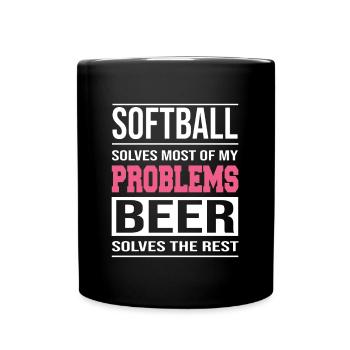 Softball löst die meisten meiner Probleme Design - Tasse einfarbig - Schwarz - Vorne