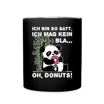 Süßer Panda Bambus Natur Donut Spruch - Tasse einfarbig - Schwarz - Vorne