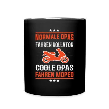 Coole Opas fahrer Moped Design - Tasse einfarbig - Schwarz - Vorne