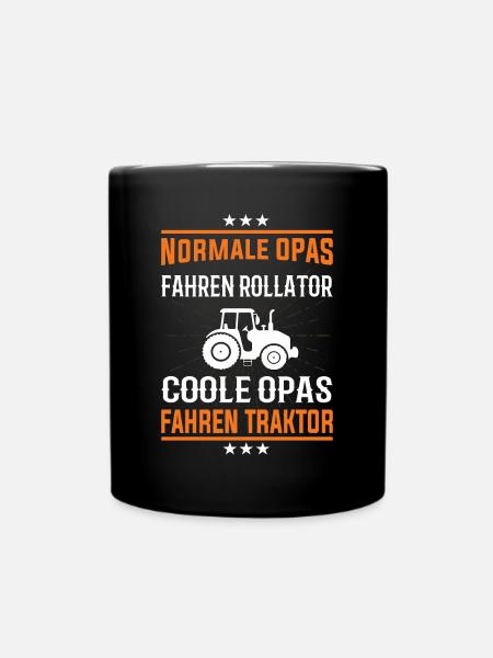 Coole Opas fahren Traktor Design - Tasse einfarbig - Schwarz