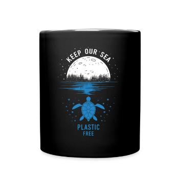 Keep Our Sea Plastic Free - Full Colour Mug - black - Front