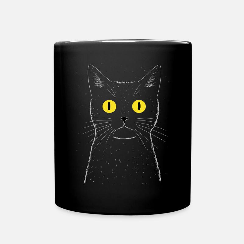 Quirky Cat At Night - Tasse einfarbig - Schwarz