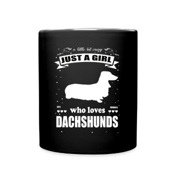 Juste une fille qui aime les teckels, - Dachshund Design - Mug uni - noir - Devant