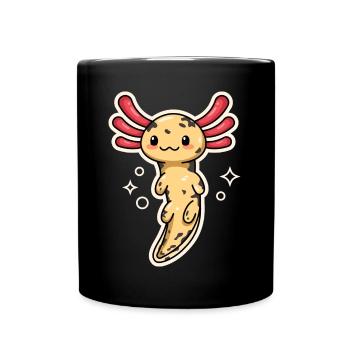 Mosaik-Axolotl-Design für Axolotl-Liebhaber - Tasse einfarbig - Schwarz - Vorne