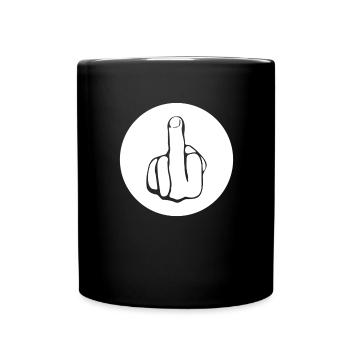 fuck you, fucking, middlefinger - Tasse einfarbig - Schwarz - Vorne