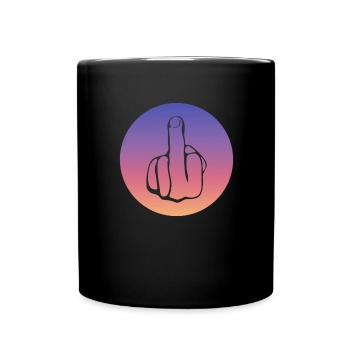 Fuck, Fuck You, Fuck Off, Fucking, Mittelfinger - Tasse einfarbig - Schwarz - Vorne