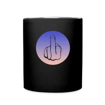 Fuck, Fuck You, Fuck Off, Fucking, Mittelfinger - Tasse einfarbig - Schwarz - Vorne