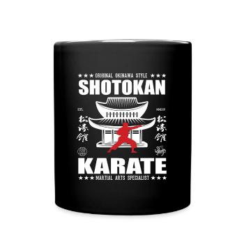 coole Shotkan Kampfsport Design mit Kanji - Tasse einfarbig - Schwarz - Vorne