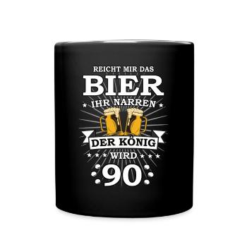 Reicht mir das Bier ihr Narren der König wird 90 - Tasse einfarbig - Schwarz - Vorne