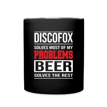 Discofox solves problems, beer solves the rest - Full Colour Mug - black - Front