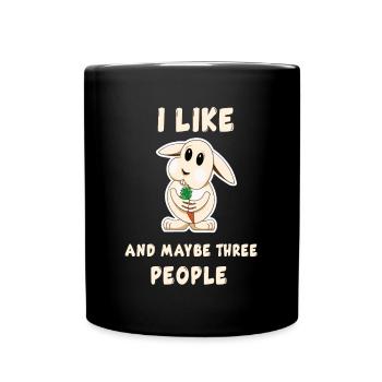 J’aime les lapins et peut-être trois personnes - Mug uni - noir - Devant
