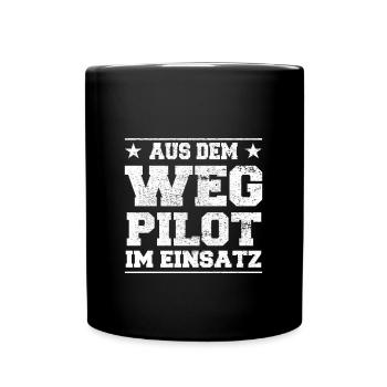 Aus dem Weg Pilot im Einsatz Design - Tasse einfarbig - Schwarz - Vorne