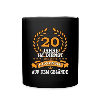 20 Jahre im Dienst, eine Legende auf dem Geleände - Tasse einfarbig - Schwarz - Vorne