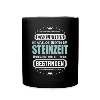 Die Steinzeit überragend und mit Erfolg bestanden - Tasse einfarbig - Schwarz - Vorne