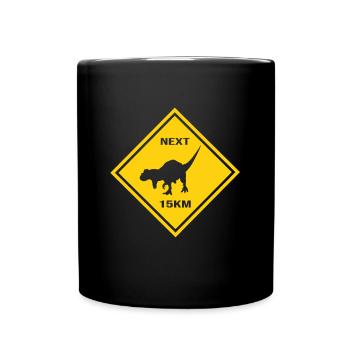 Achtung Carnotaurus kreuzt die Straße Design - Tasse einfarbig - Schwarz - Vorne