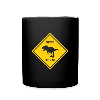 Achtung Carcharodontosaurus kreuzt die Straße - Tasse einfarbig - Schwarz - Vorne