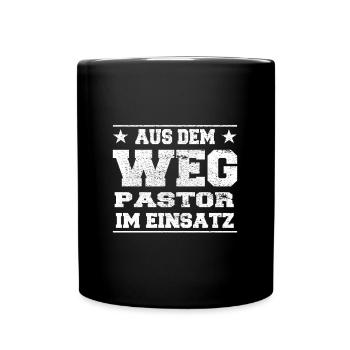 Out of the Way Pastor in Action Design - Full Colour Mug - black - Front