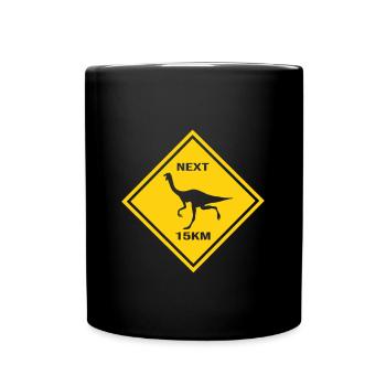 Achtung Gallimimus kreuzt die Straße Design - Tasse einfarbig - Schwarz - Vorne