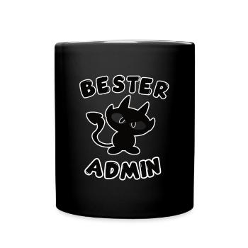 cooles bester Admin Design mit Teufelchen - Tasse einfarbig - Schwarz - Vorne
