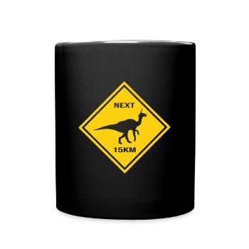 Attention: Tsintaosaurus crosses the road Design - Full Colour Mug - black - Front