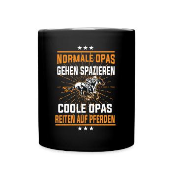 Coole Opas gehen reiten, Reitsport Opi Design - Tasse einfarbig - Schwarz - Vorne