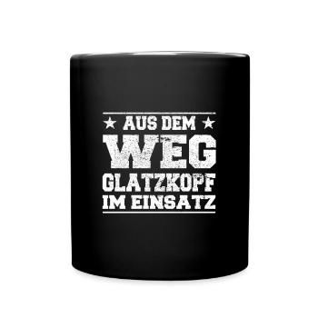 Aus dem Weg Glatzkopf im Einsatz Design - Tasse einfarbig - Schwarz - Vorne